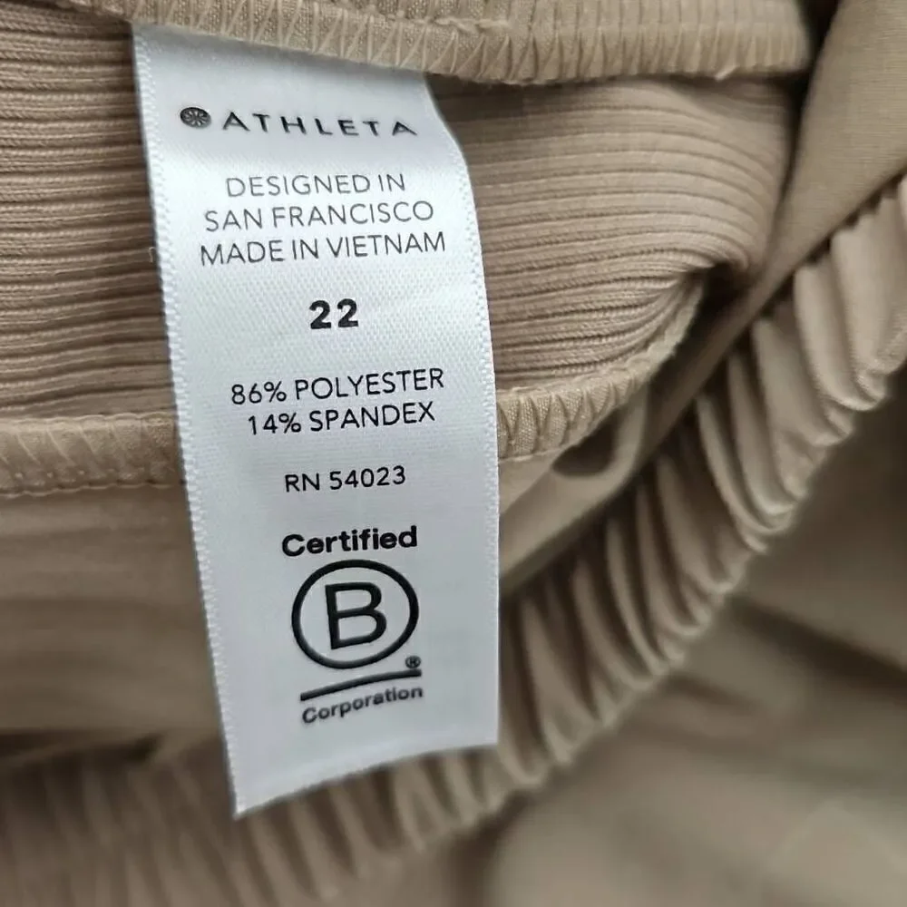 Athleta size 22 womens Brooklyn textured jogger lounge cream tan windowpane slit